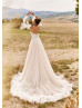 Strapless Lace Tulle Bohemian Wedding Dress With Detachable Sleeves